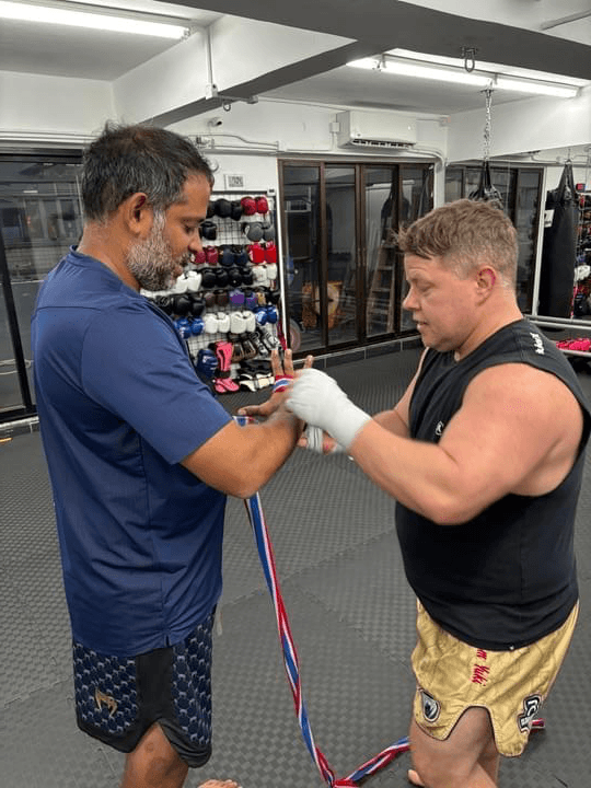 Pad training at SHO Muaythai Gym